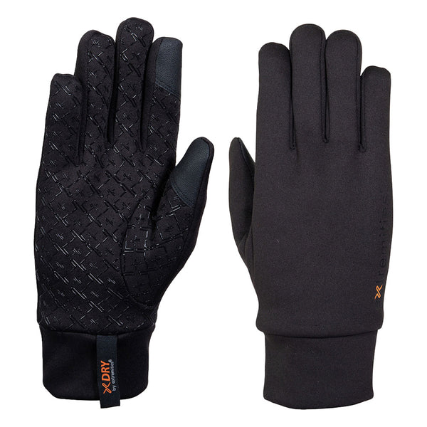 Pair of Extremities Waterproof Sticky Power Liner Gloves in black photographed on a white background