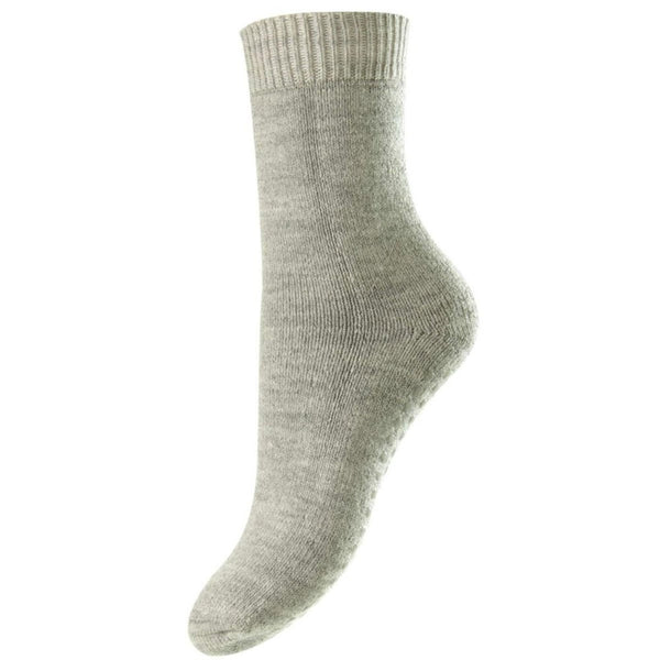 Studio shot on a white background of HJ Hall non-slip feet warmer sock in grey