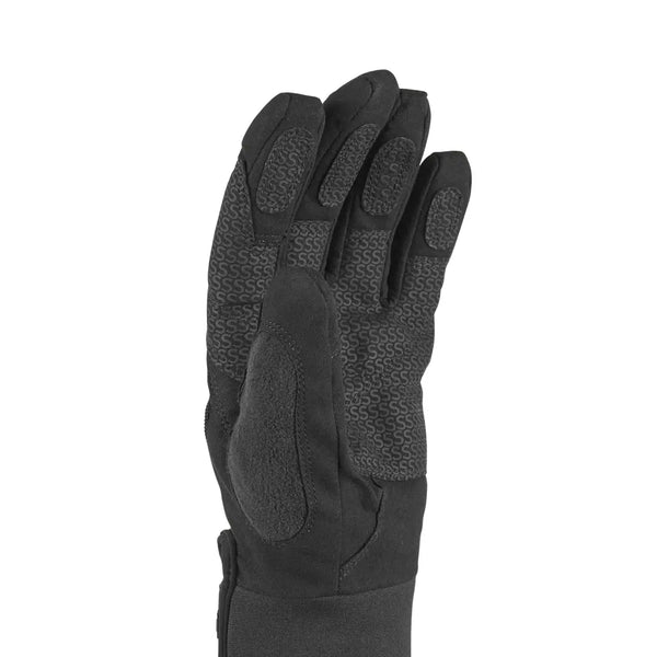 Sealskinz Harling all weather waterproof gloves in black showing the grip detail on the palms and fingers