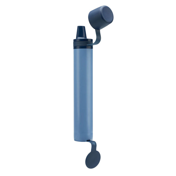 LifeStraw peak series personal water filter straw in Mountain Blue colour with the end caps removed