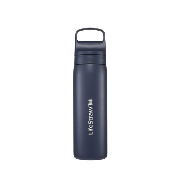LifeStraw vacuum insulated 530ml stainless steel Go Series water filter bottle in Aegean Sea blue colour