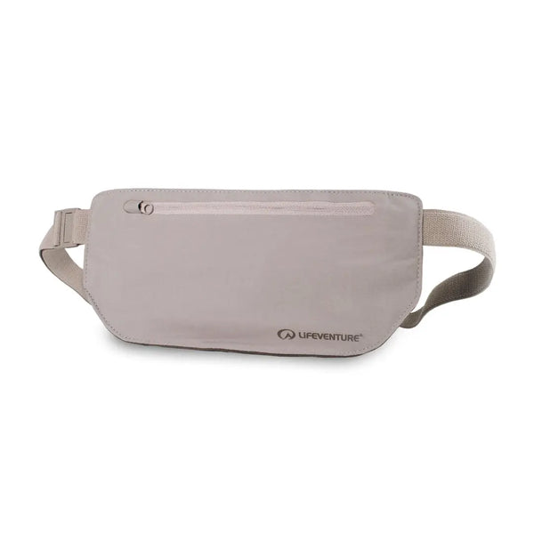 Lifeventure RFiD mini waist wallet money belt in biege shown from the front