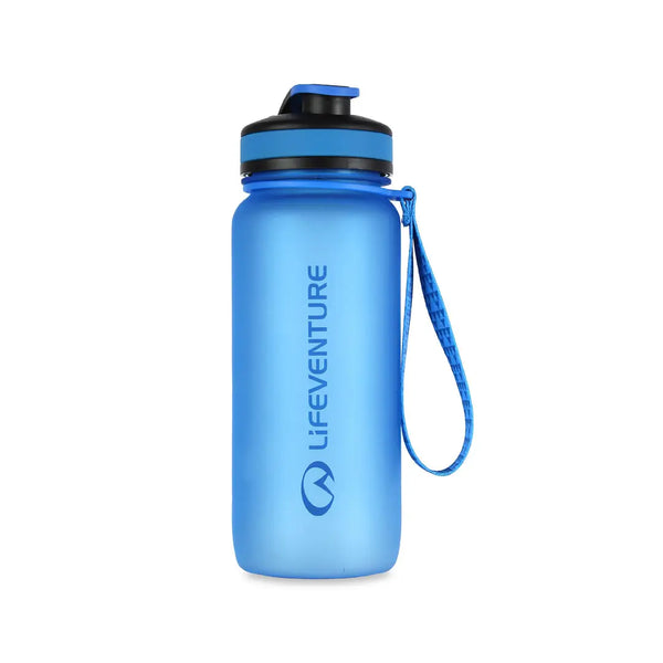 Lifeventure Tritan plastic water bottle 650ml capacity in blue colour showing the front detail