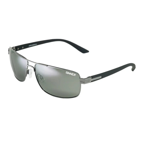 Sinner Durness wire framed polarised sunglasses showing the extended arms and the soft nose pads