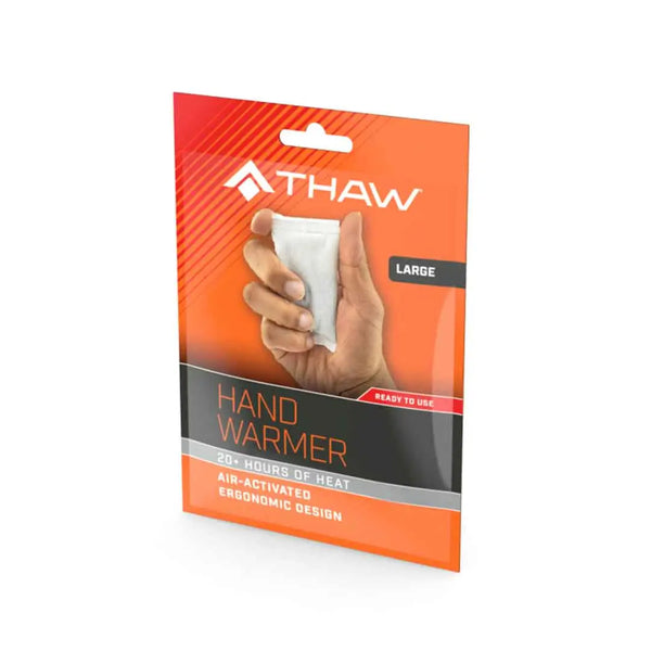 Front packaging detail for Thaw disposable hand warmer