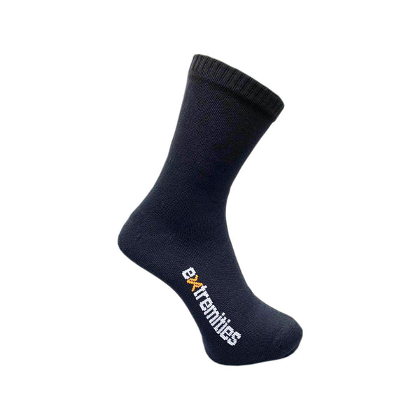 Extremities Evolution Waterproof Sock in black photographed on a white background