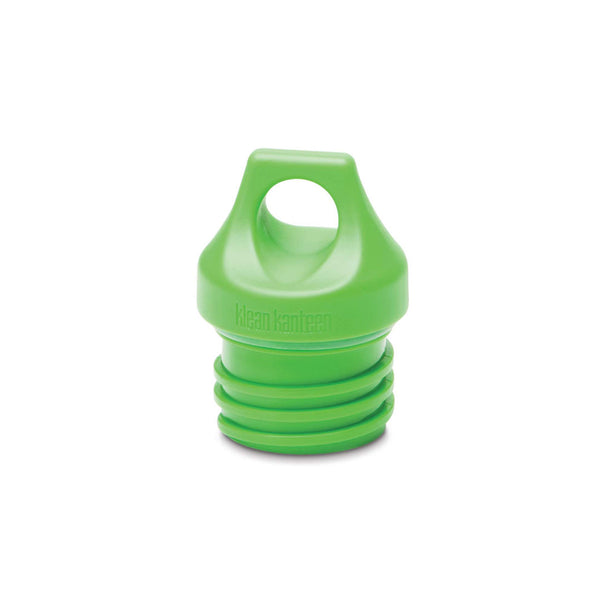 Studio shot on a white background of Klean Kanteen replacement plastic loop cap in green