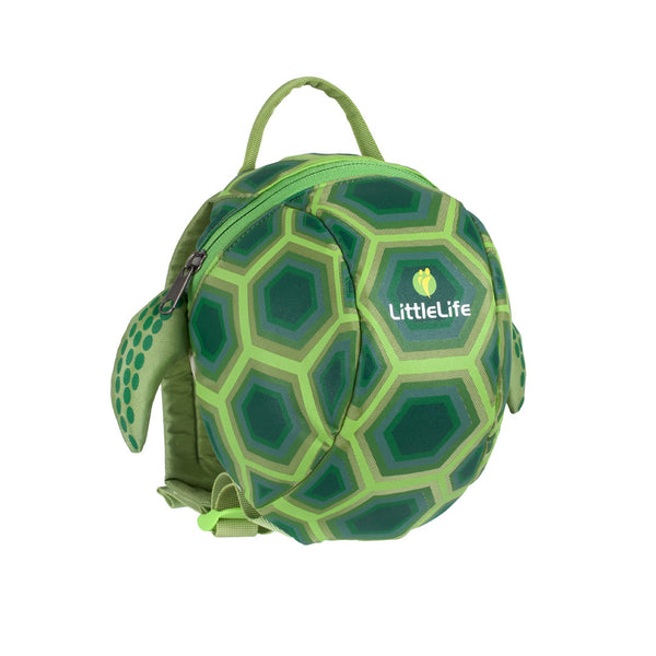 Studio shot on a white background of a Littlelife Turtle toddler backpack