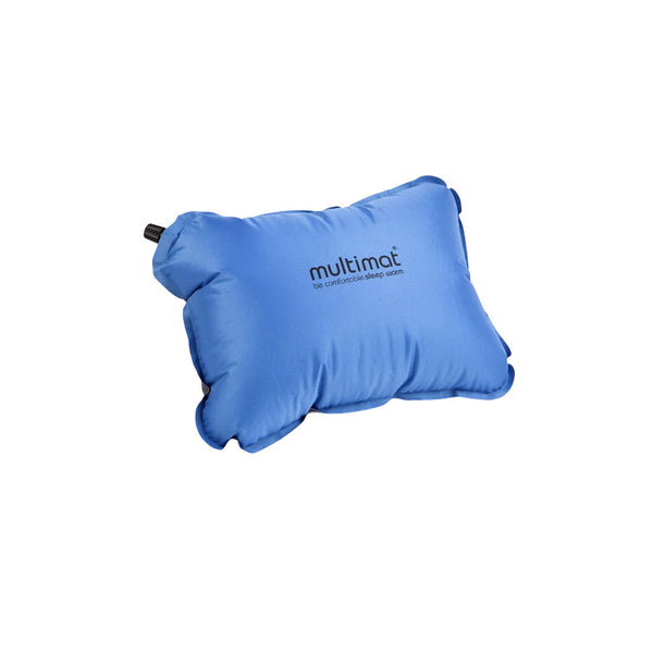 Front detail of Multimat camper inflatable pillow in blue colour
