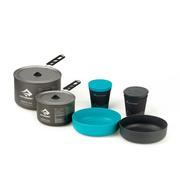 Sea To Summit Alpha Pot Cook Set 2.2 spread out as a studio shot on a white background