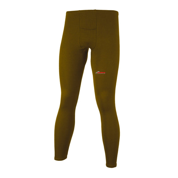 Sub Zero Factor 1 mens thermal base layer leggings with fly in khaki photographed on a white background